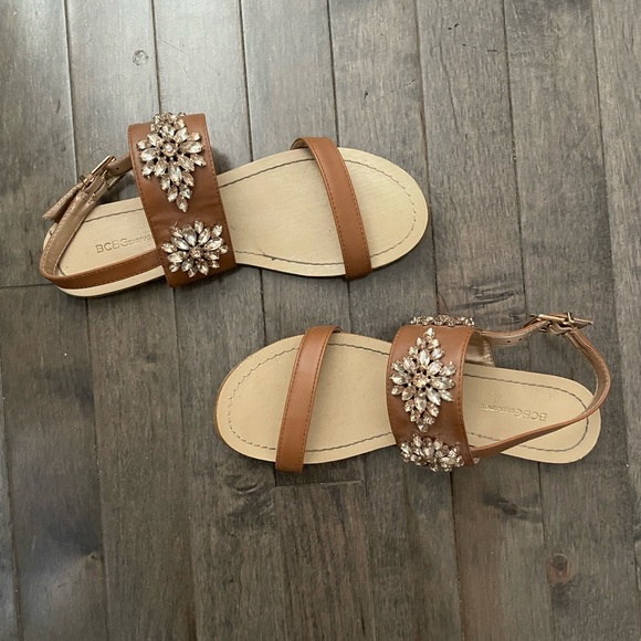 Bcbg brown leather rhinestone Brinah flat sandal - Picture 4 of 5
